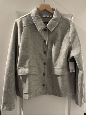 croft & barrow Light Gray Button-Front Wool-Blend Jacket